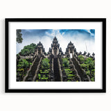 Extra large abstract art print featuring a colorful, textured depiction of an Indonesian landscape on a framed black mat.