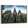 Black and white landscape art painting of an Indonesian scenery on framed canvas, suitable for bedroom wall decor.