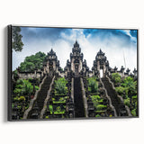 Black and white landscape art painting of an Indonesian scenery on framed canvas, suitable for bedroom wall decor.