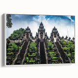 Vintage poster art of an Indonesian landscape on extra large framed canvas.