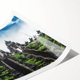 Extra large rolled print featuring line art flowers in soft pastel colors, ideal for large living room wall art.