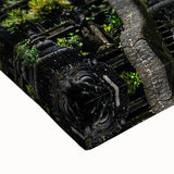 Large art of an Indonesian landscape in black and white on stretched canvas, ideal for bedroom wall decor.