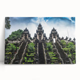 Black and white photograph of a serene Indonesian landscape on large stretched canvas.
