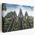 Large canvas print of a serene Indonesian landscape in muted green and blue tones, suitable for kitchen wall art.