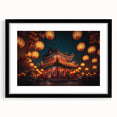 Extra large abstract art print featuring a colorful, textured depiction of the Kyoto landscape on a framed black mat.