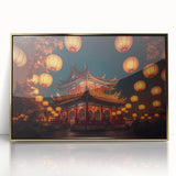 Large art print of a Kyoto scenery in muted gold tones on framed acrylic, ideal for modern art wall decor.