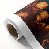 Art Deco style poster of Kyoto scenery on rolled canvas, featuring muted earth tones, ideal for nursery wall art.