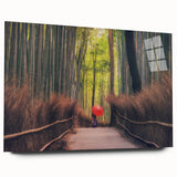 Large abstract wall art depicting a serene Japanese landscape in muted green and blue tones on acrylic glass.