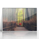 Art deco poster of a serene Japanese landscape, featuring muted earth tones on acrylic, ideal for modern art wall decor.