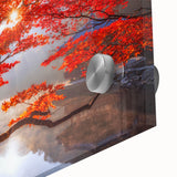 Large abstract wall art depicting a Korean landscape in muted earth tones on acrylic glass, ideal for dining room art.