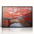 Large abstract wall art depicting a Korean landscape in muted earth tones on a black framed acrylic.