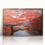 Large art print of a serene Korean landscape in muted gold tones on a framed acrylic, ideal for modern art wall decor.