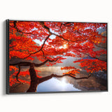 Black and white framed canvas of a vintage Korean landscape, ideal for bedroom wall art.