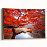 Framed canvas featuring a vintage-style Korean landscape in muted gold and black tones, ideal for bedroom wall decor.