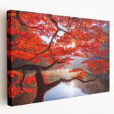 Large canvas print of a serene Korean landscape in muted green and blue tones, suitable for kitchen wall art.