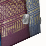 Large abstract wall art on acrylic glass depicting a Laos scenery in mid-century modernist style.