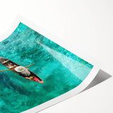 Extra large wall art featuring line art flowers in subtle pink and green tones on a rolled canvas.