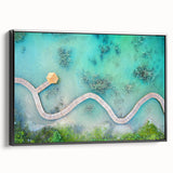 Black and white framed canvas depicting a serene Maldivian landscape, ideal for bedroom wall art.