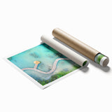 Extra large rolled print of a serene Maldivian beach with vibrant blue and turquoise hues.