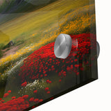 Large abstract wall art depicting a Mongolian landscape in muted earth tones on acrylic glass.