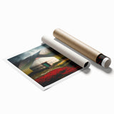 Extra large rolled print of a Mongolian landscape with vibrant floral elements.