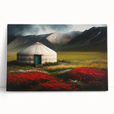 Black and white photograph on stretched canvas featuring a Mongolian landscape.