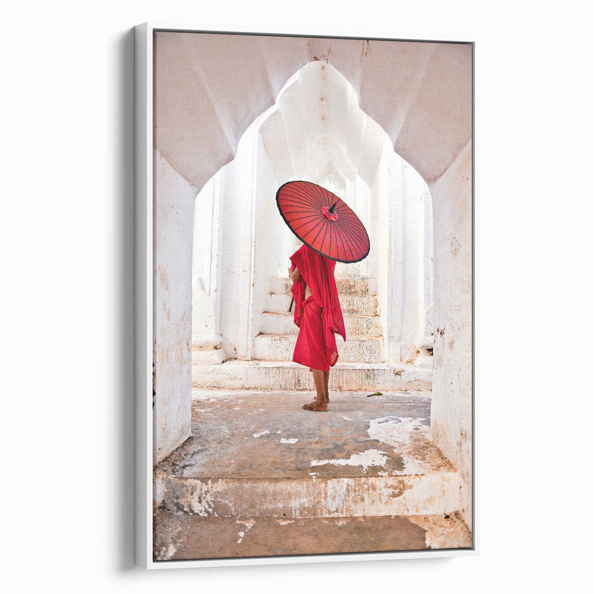 Vintage poster art of a scenic Myanmar landscape on framed canvas, featuring vibrant colors, ideal for living room decor.