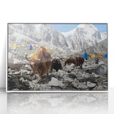 Framed acrylic print of a serene Nepalese landscape in soft pastel shades, suitable for modern art wall decor or a nursery.