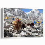 Vintage poster art of Asian scenery on framed canvas, featuring vibrant colors, ideal for living room decor.