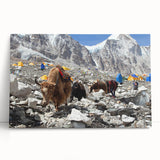Black and white stretched canvas of Nepalese landscape, ideal for kitchen wall art or bedroom ambiance.