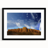 Extra large abstract art print depicting a colorful, textured scenery of Pakistan, framed in black.