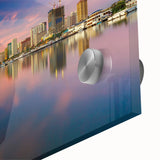 Large abstract wall art featuring a mid-century modernist style Philippine landscape in muted earth tones on acrylic glass.