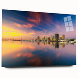 Large abstract wall art of a serene Philippine landscape in muted greens and blues, acrylic print.