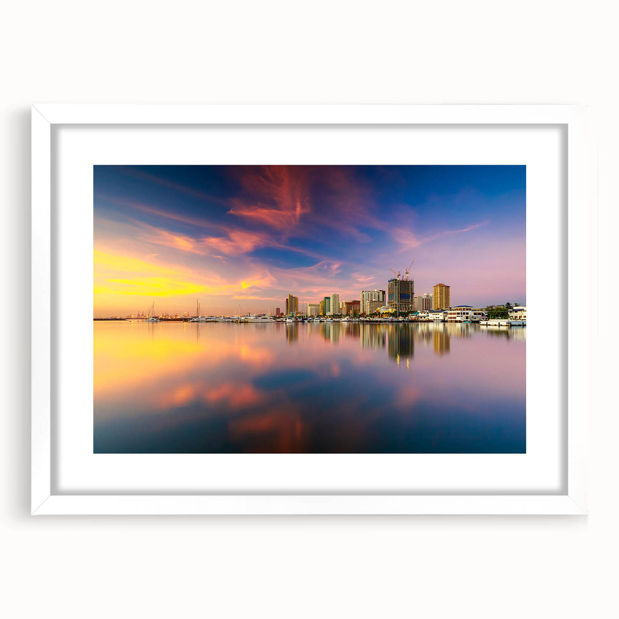 Abstract art print of a Philippine landscape in muted earth tones on a framed white canvas.