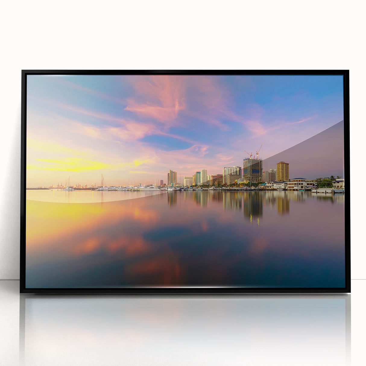 Large abstract wall art depicting a vibrant, colorful Philippine landscape on black framed acrylic.