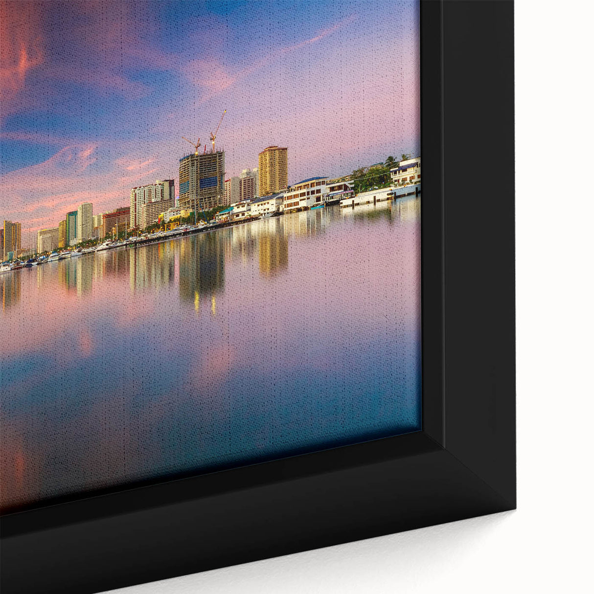 Framed canvas featuring a textured, colorful Philippine scenery in black, ideal for large living room walls.