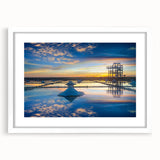 Abstract art print of a Taiwanese landscape in muted earth tones on a framed white canvas, ideal for dining room decor.