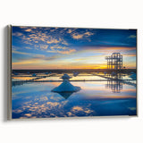 Landscape art painting of a Taiwanese scenery in vibrant colors on a framed canvas, ideal for living room decor.