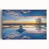 Large black and white stretched canvas of a Taiwanese landscape, suited for kitchen wall art.