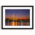 Colorful abstract art print of Bangkok scenery in vibrant hues on a large textured canvas, ideal for living room decor.