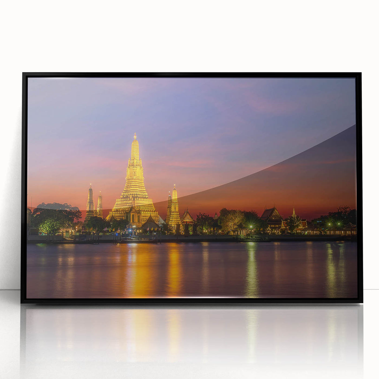 Large abstract wall art of Bangkok skyline in muted gray tones on a framed acrylic, ideal for modern living room decor.