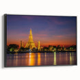 Black and white framed canvas featuring a vintage landscape of Bangkok, ideal for bedroom wall decor.