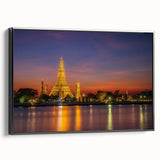 Black and white framed canvas featuring a vintage landscape of Bangkok, ideal for bedroom wall decor.