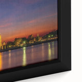 Extra large framed canvas depicting a textured, colorful Bangkok cityscape on a black background.