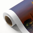 Art deco poster of Bangkok skyline in pastel shades on rolled canvas, ideal for nursery wall art.