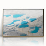 Large acrylic print of a scenic Turkish landscape in gold tones, framed, ideal for modern art wall decor.