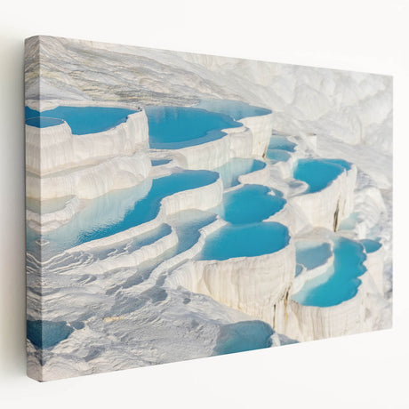 Large stretched canvas featuring a serene Turkish landscape in muted earth tones, ideal for kitchen wall art.