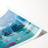 Extra large wall art featuring line art flowers in muted tones on a rolled print, ideal for large living room decor.