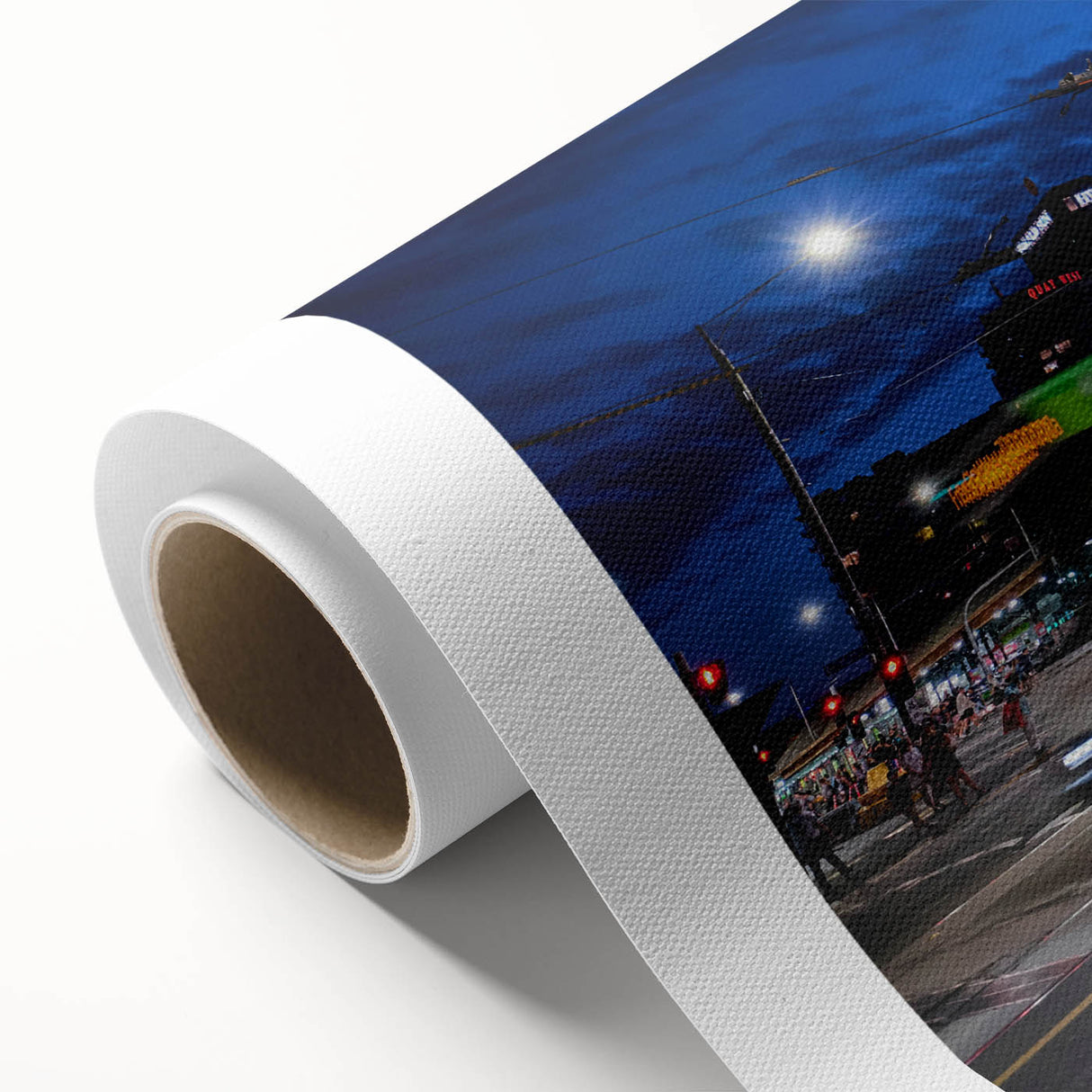 Art deco poster of Melbourne skyline in muted gray, ideal for nursery wall art, on rolled canvas.