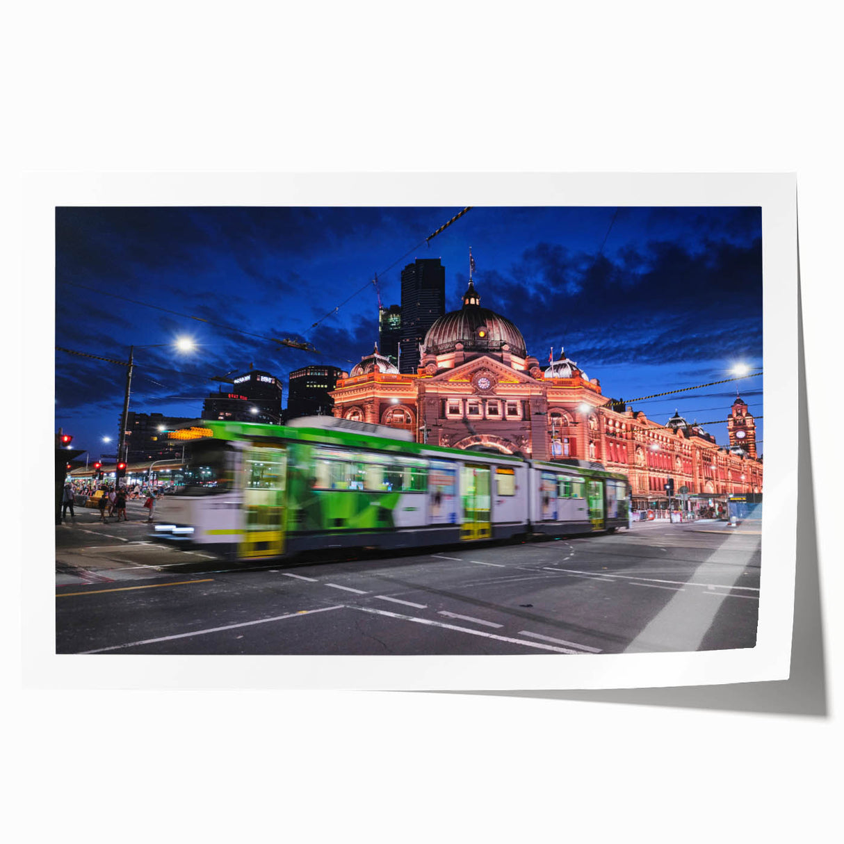 Rolled print of Melbourne scenery with soft pastel shades, ideal for art wall dining room placement.